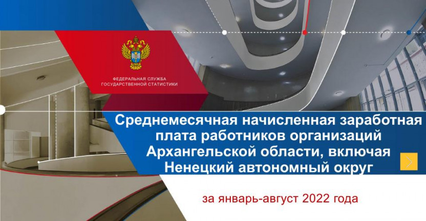 Среднемесячная начисленная заработная плата работников организаций за январь-август 2022 года